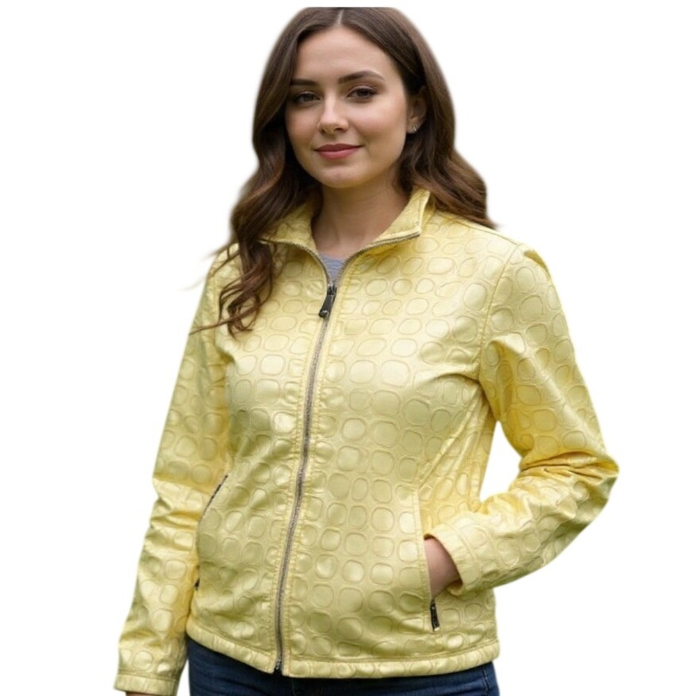 Jamie Sadock Full Zip Jacket Croc Embossed Lightweight Buttercup‎ Yellow XXL NWT
